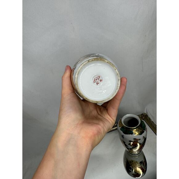 Set Of Vintage Japanese Kutani Peacock Porcelain Vases 1950s - Picture 10 of 10